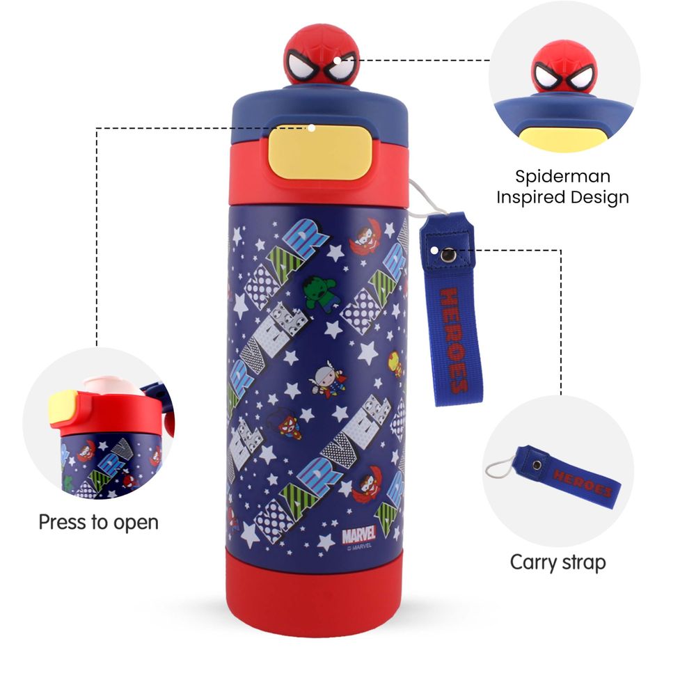 BrainGiggles - Spiderman Stainless Steel Flask - Red/Blue - 430ml