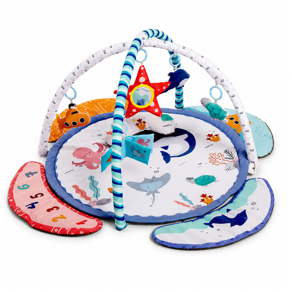 Little Learners - Ocean Theme Baby Play Mat with 5 Toys | Sensory Tummy Time Activity Mat