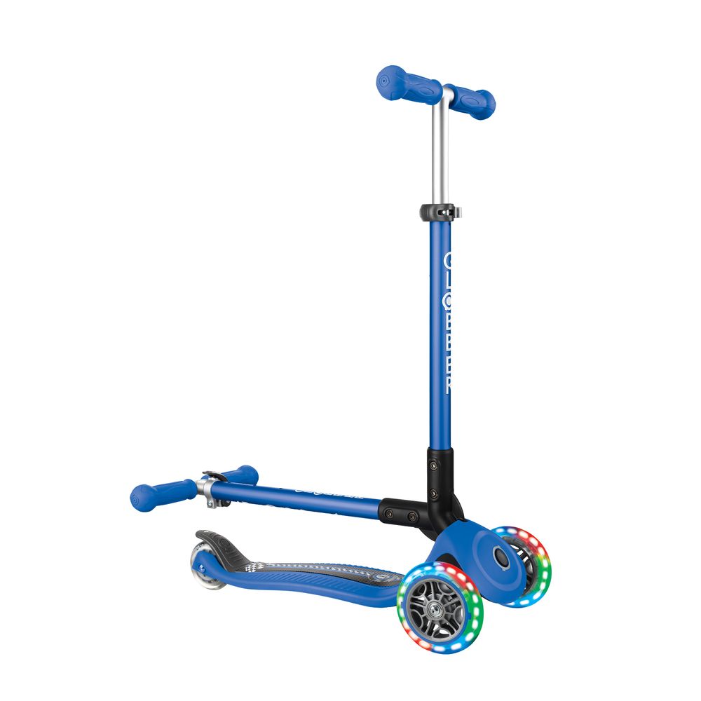 Globber - Primo Fantasy Lights 3-Wheel Manual Scooter - Navy Blue/Racing