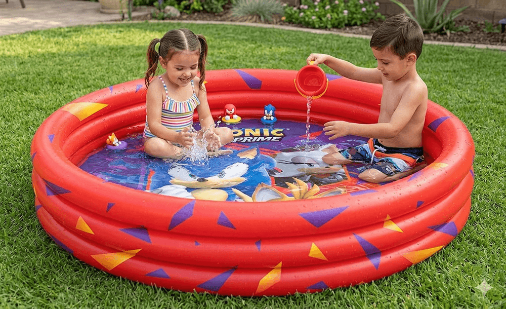 Sega - Sonic The Hedgehog 3-Ring Inflatable Pool - Red