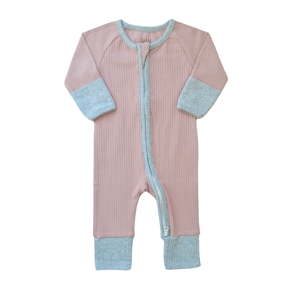 Issy & Lilo Smart Zipper Organic Cotton Romper - Dusty Pink
