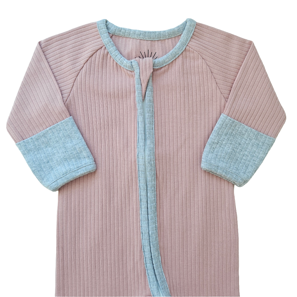 Issy & Lilo Smart Zipper Organic Cotton Romper - Dusty Pink