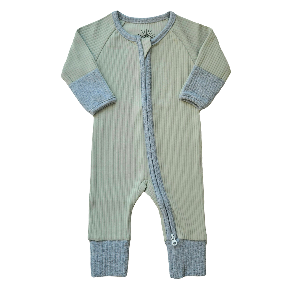 Issy & Lilo Smart Zipper Organic Cotton Romper Sage - Green
