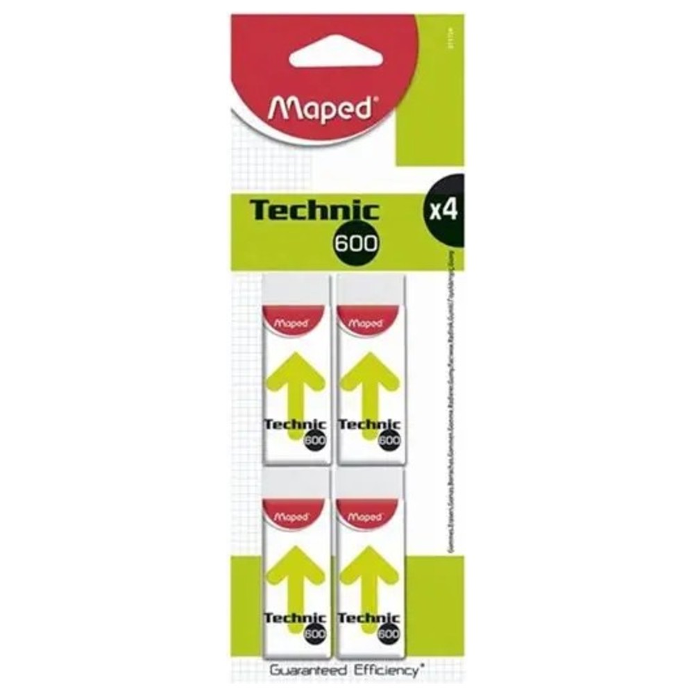 Maped - Technic 600 Erasers - White - 4 Pc Set
