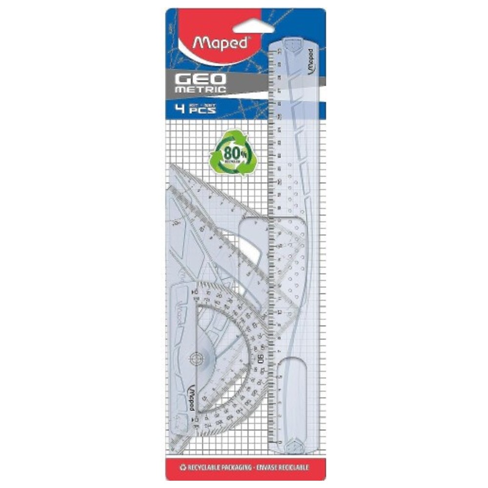 Maped - Maxi Geometric Set - Clear - 4 Pc Set