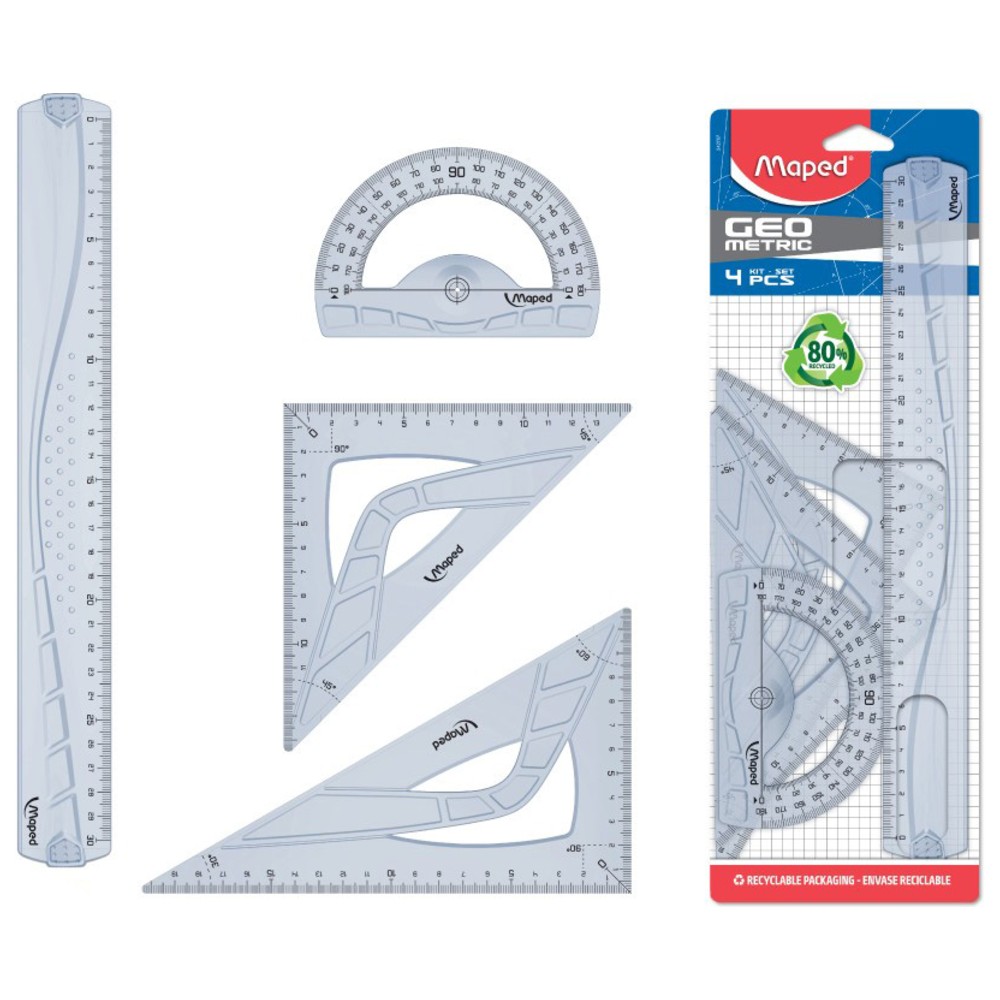 Maped - Maxi Geometric Set - Clear - 4 Pc Set