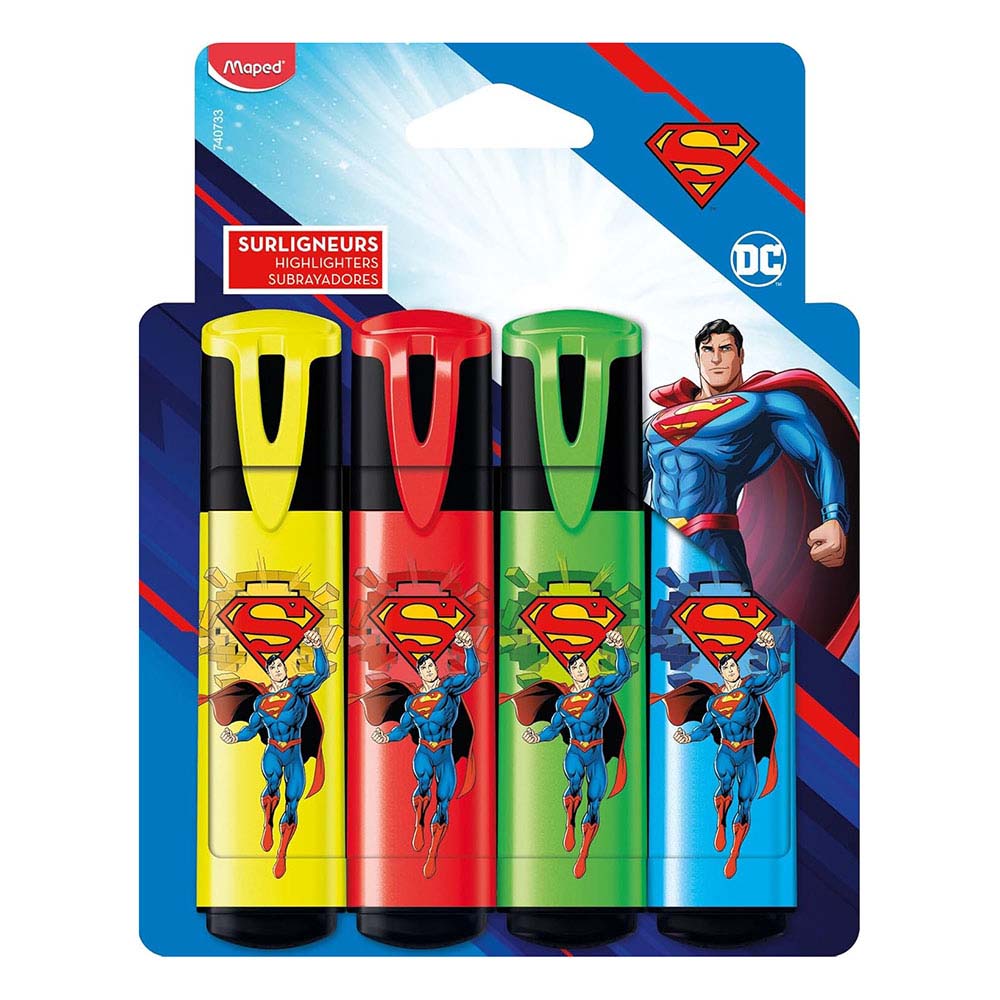 Maped - DC Superman Highlighters - Multicolor - 4 Pc Set