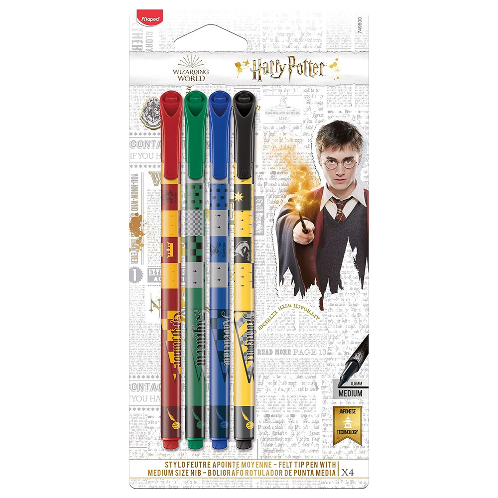 Maped - Harry Potter Wizarding World Felt-Tip Pens - Multicolor - 4 Pc Set