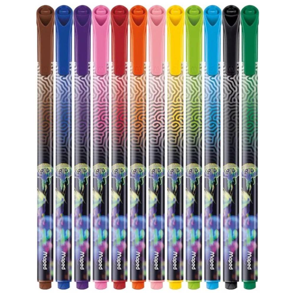 Maped - Deepsea Paradise Felt Tip Pens - Multicolor - 12 Pc Set