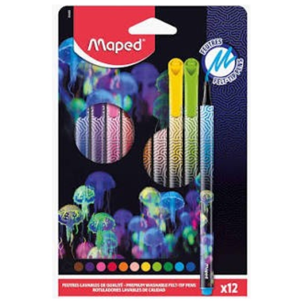Maped - Deepsea Paradise Felt Tip Pens - Multicolor - 12 Pc Set