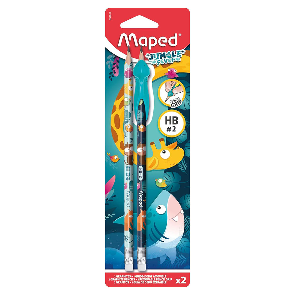 Maped - Jungle Fever HB 2 Pencil With Eraser - Multicolor - 2 Pc Set
