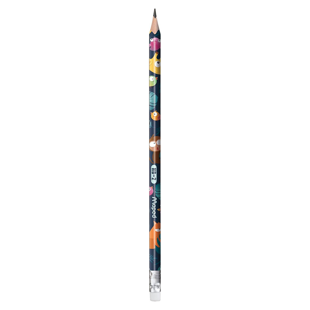 Maped - Jungle Fever HB 2 Pencil With Eraser - Multicolor - 2 Pc Set