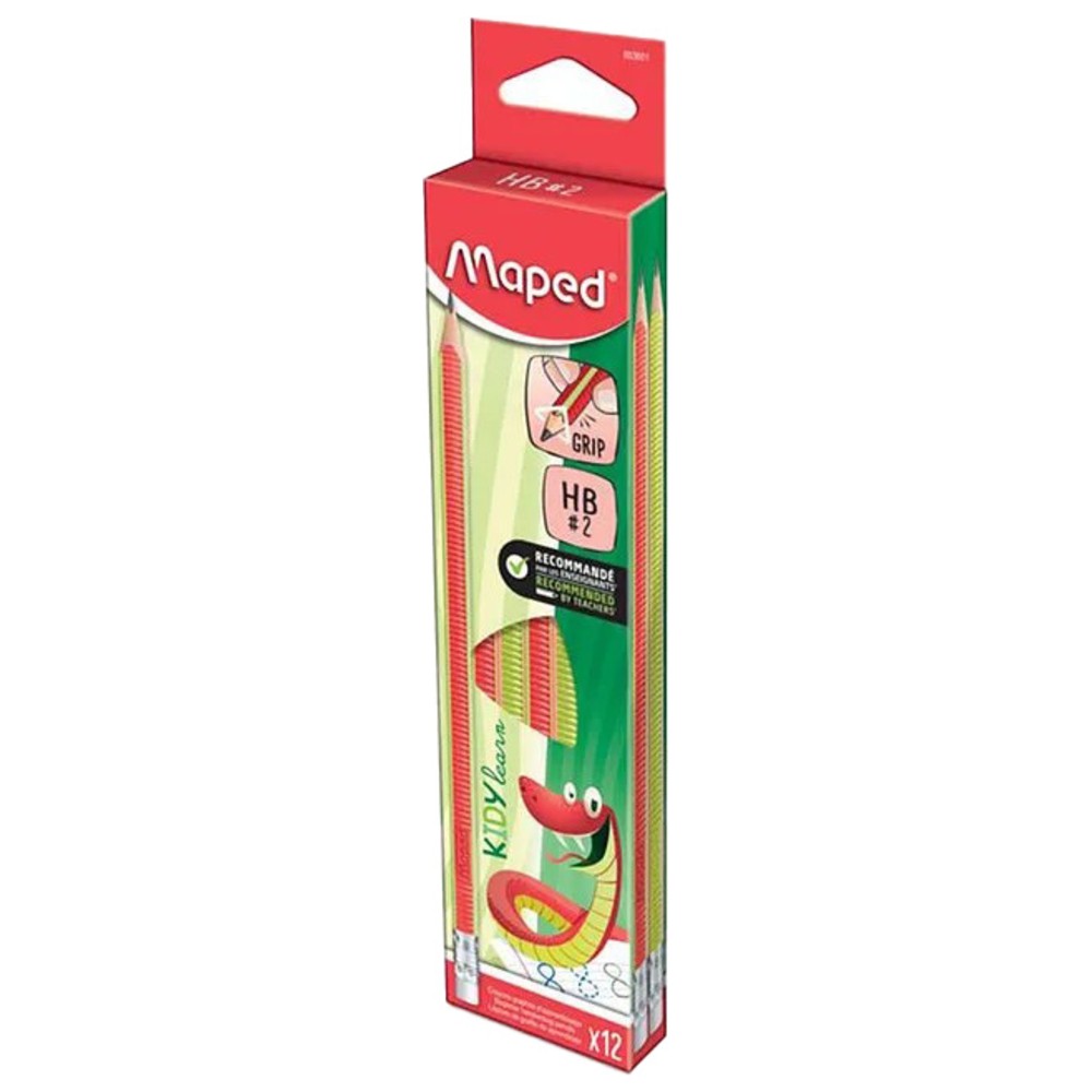 Maped - Kidy Learn HB 2 Pencils With Eraser - Multicolor - 12 Pc Set