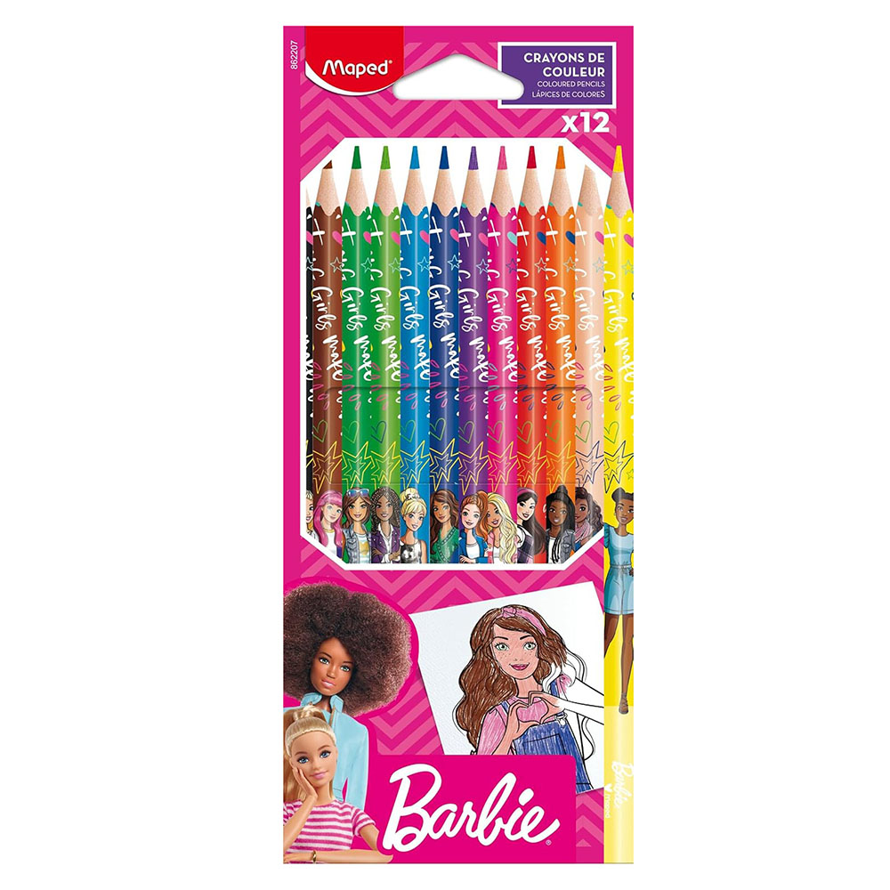 Maped - Barbie Color Pencils - Multicolor - 12 Pc Set
