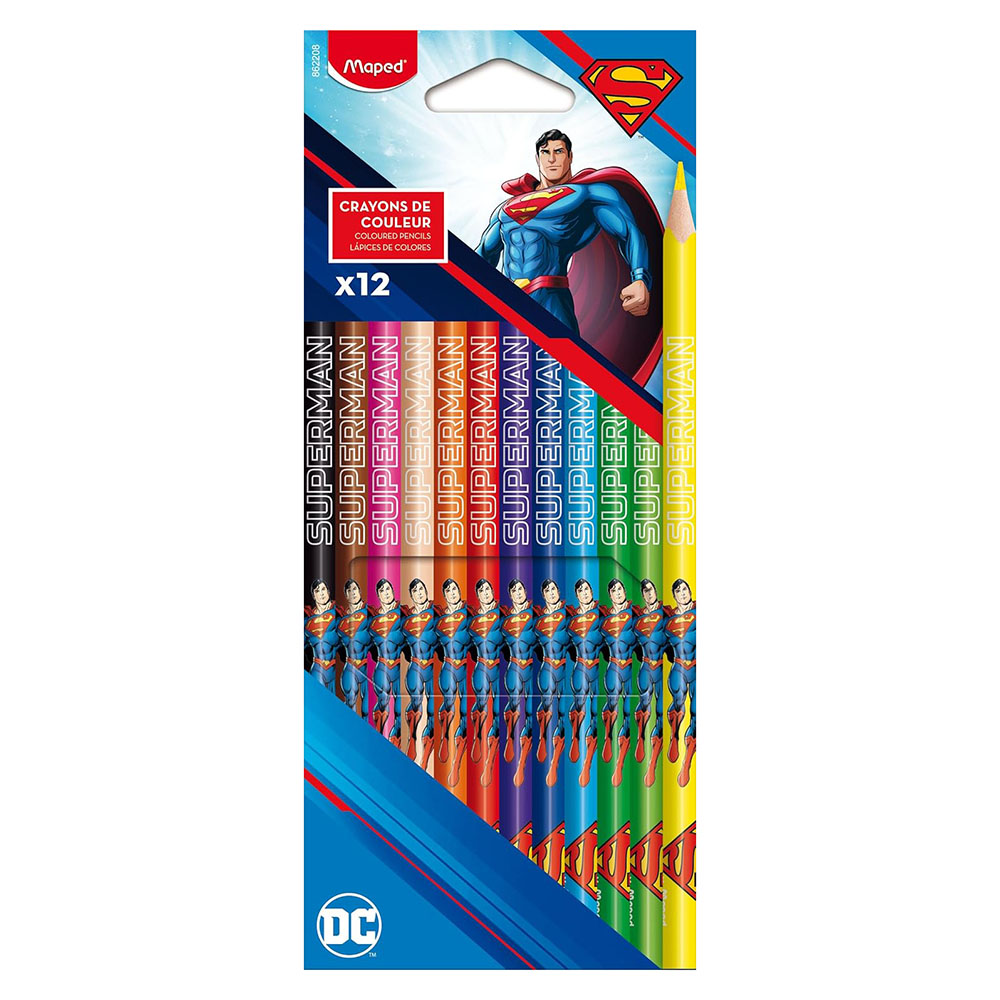 Maped - DC Superman Colour Pencils - Multicolor - 12 Pc Set