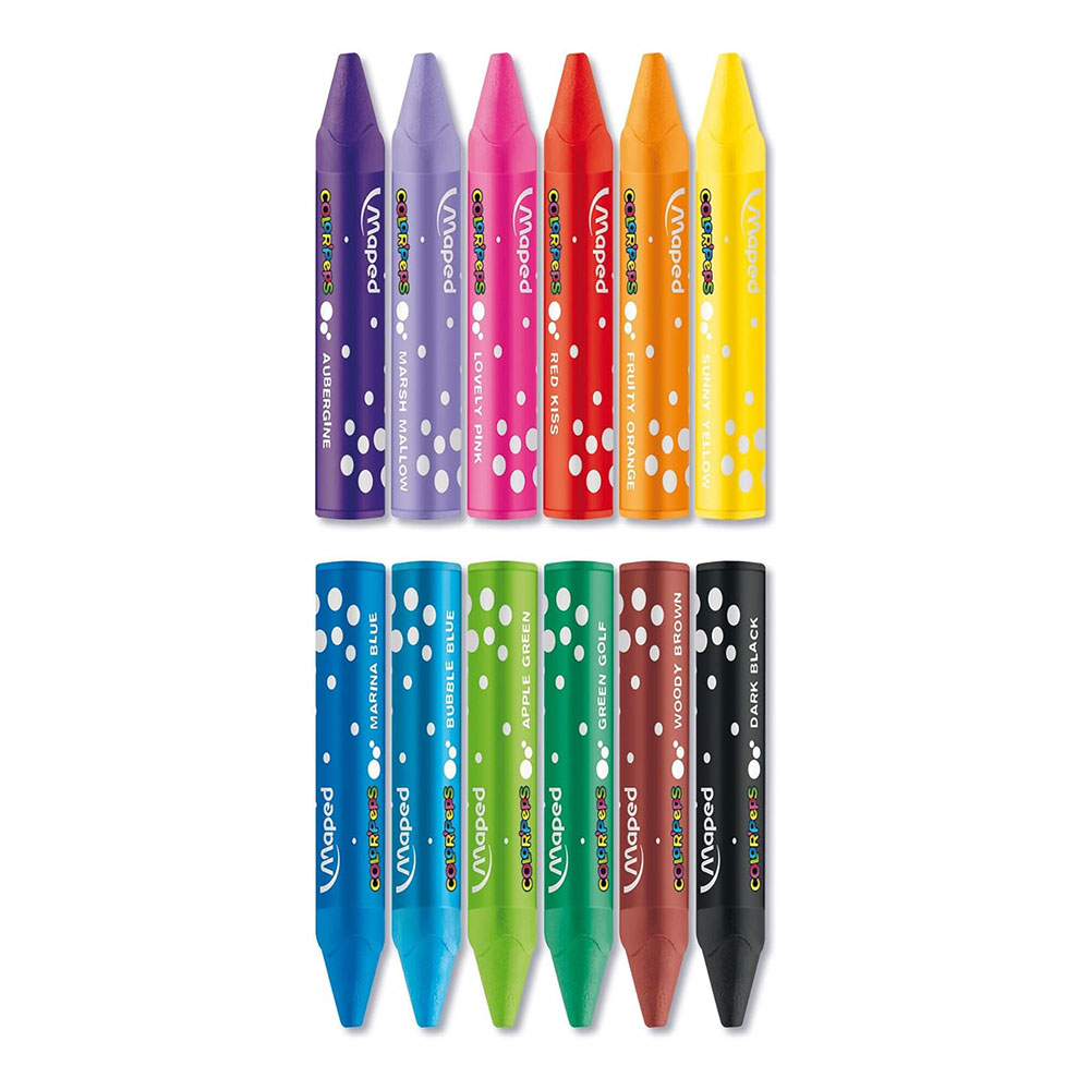 Maped - Color'Peps Oil Pastels - Multicolor - 12 Pc Set