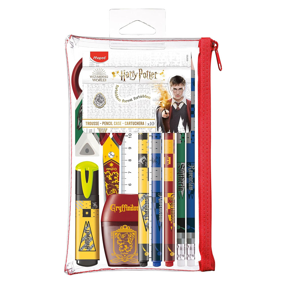 Maped - Harry Potter Wizarding World Exam Set With Pencil Case - Multicolor - 11 Pc Set