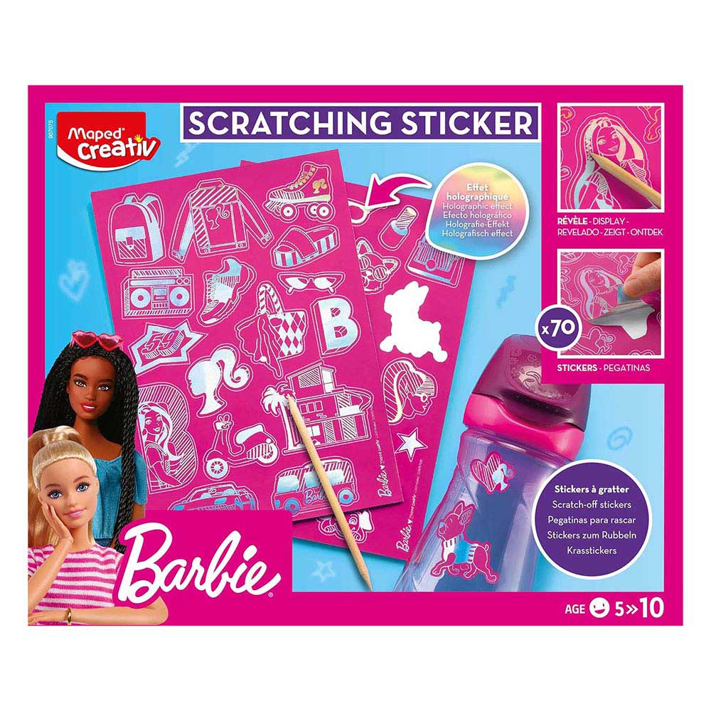 Maped - Creativ Scratch Stickers Craft Kit - Barbie - 70 Pc Set