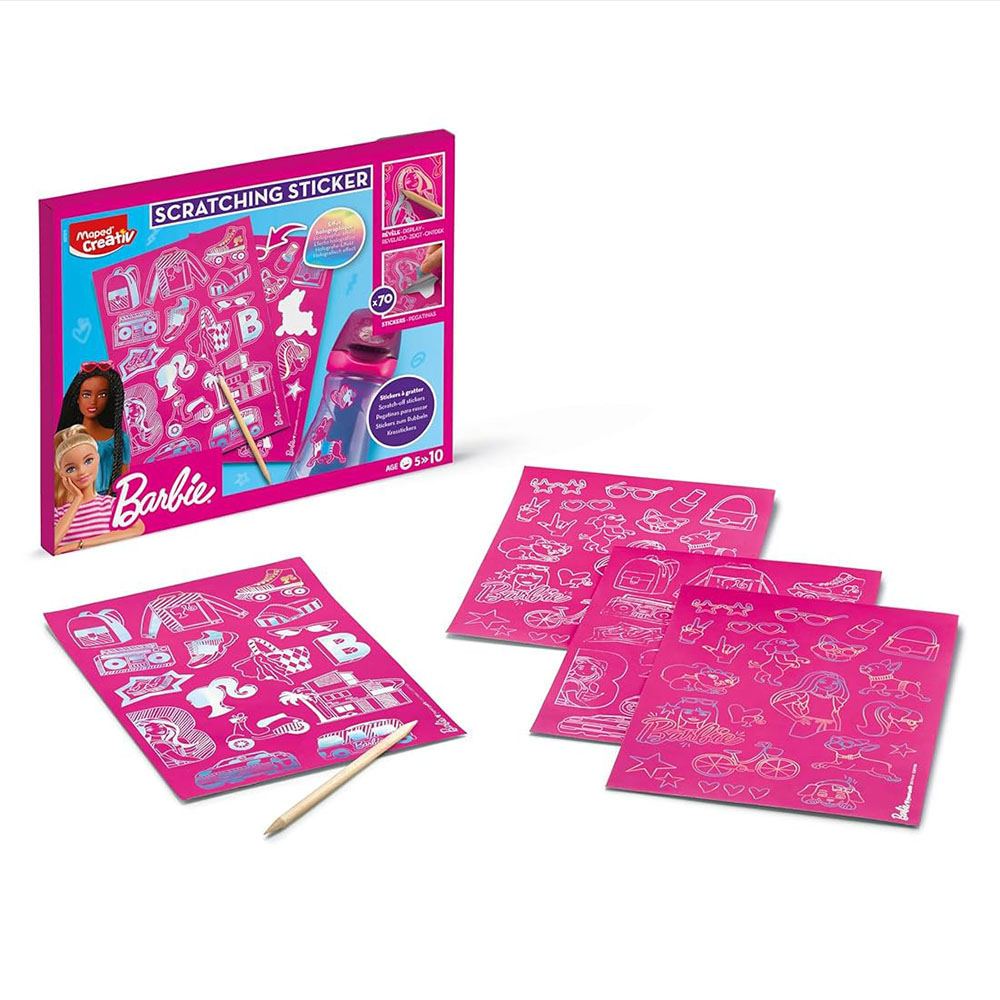 Maped - Creativ Scratch Stickers Craft Kit - Barbie - 70 Pc Set