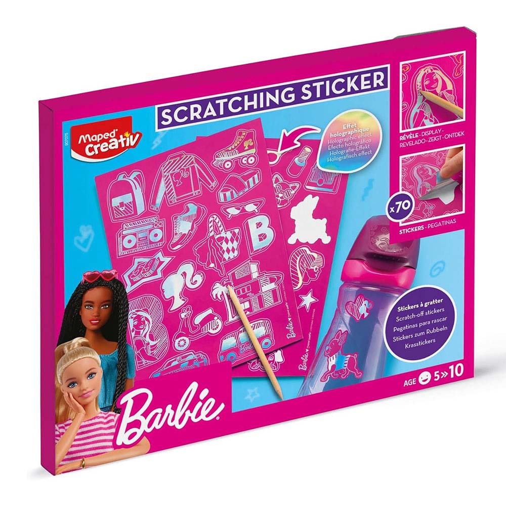 Maped - Creativ Scratch Stickers Craft Kit - Barbie - 70 Pc Set