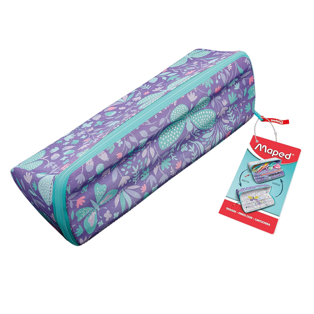 Maped - Reversible Pencil Case - Shiny Butterfly - XXL
