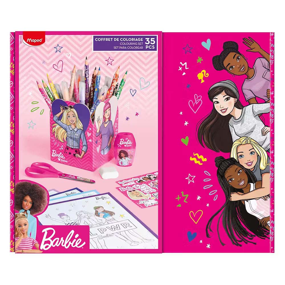 Maped - Barbie Collection Colouring Set Gift Box - Multicolor - 35 Pc Set