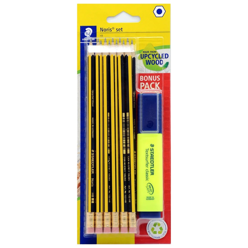 Staedtler - Noris Upcycle Pencils With Highlighter - 13 Pc Set