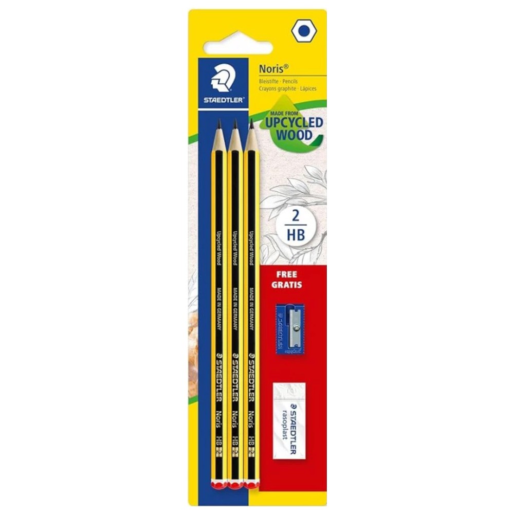 Staedtler - Noris Upcycle HB Pencils With Sharpener And Eraser - 5 Pc Set