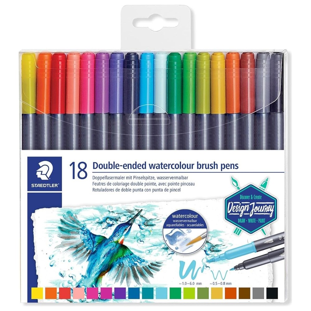 Staedtler - Double-Ended Watercolor Brush Pen Set - 18 Pc Set