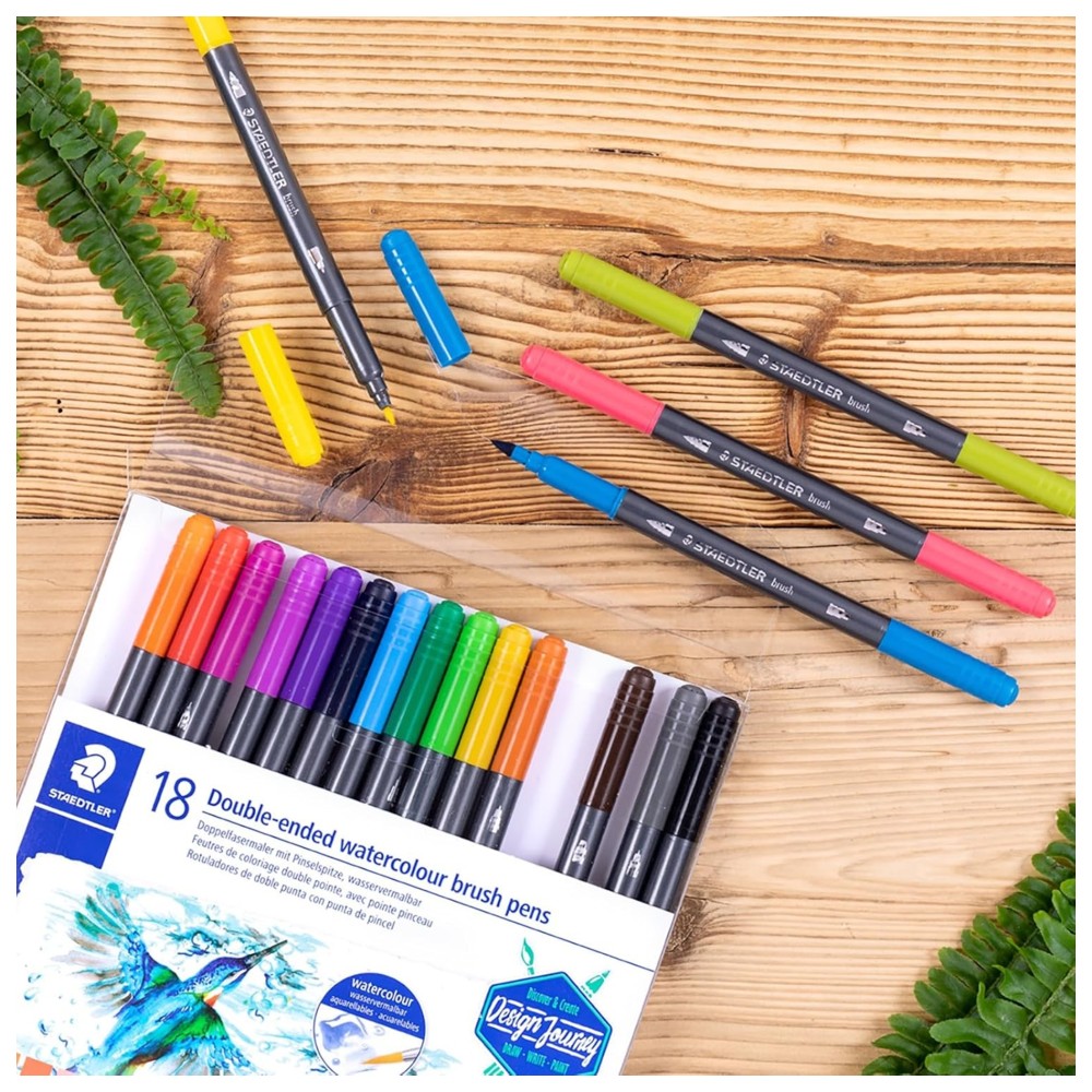 Staedtler - Double-Ended Watercolor Brush Pen Set - 18 Pc Set
