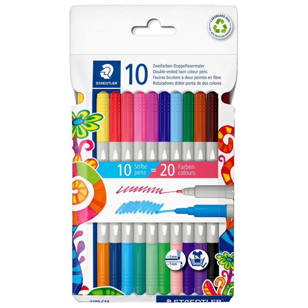 Staedtler - Double-Ended Twin-Colour Fibre-Tip Pen - 10 Pc Set