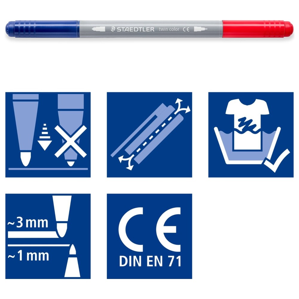Staedtler - Double-Ended Twin-Colour Fibre-Tip Pen - 10 Pc Set