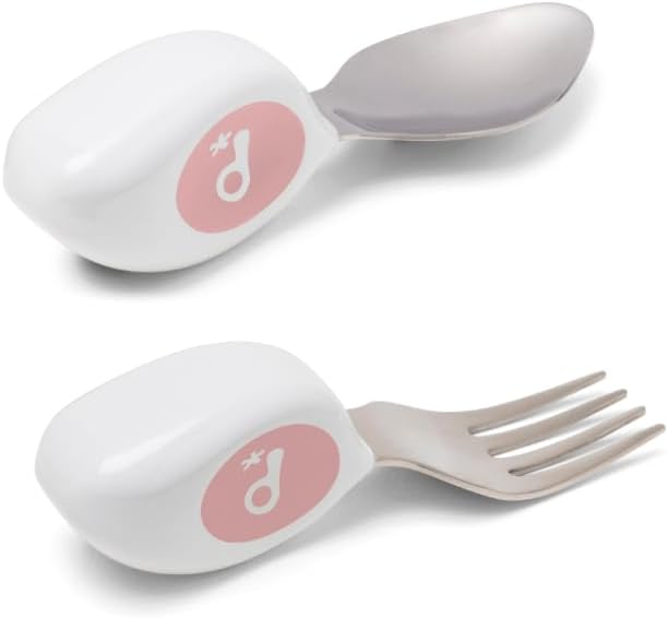 Doddl - Toddler Cutlery Set - Fork And Spoon - Dusky Rose