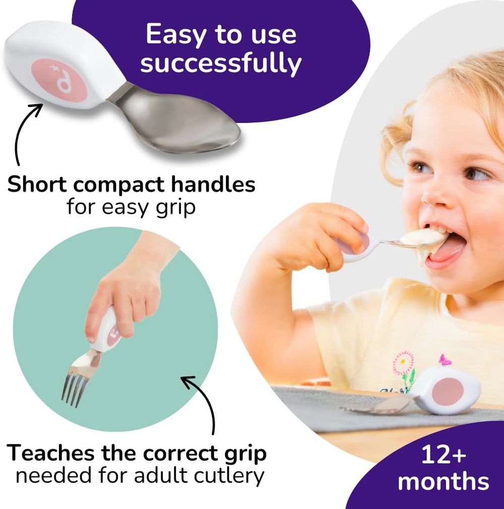 Doddl - Toddler Cutlery Set - Fork And Spoon - Dusky Rose