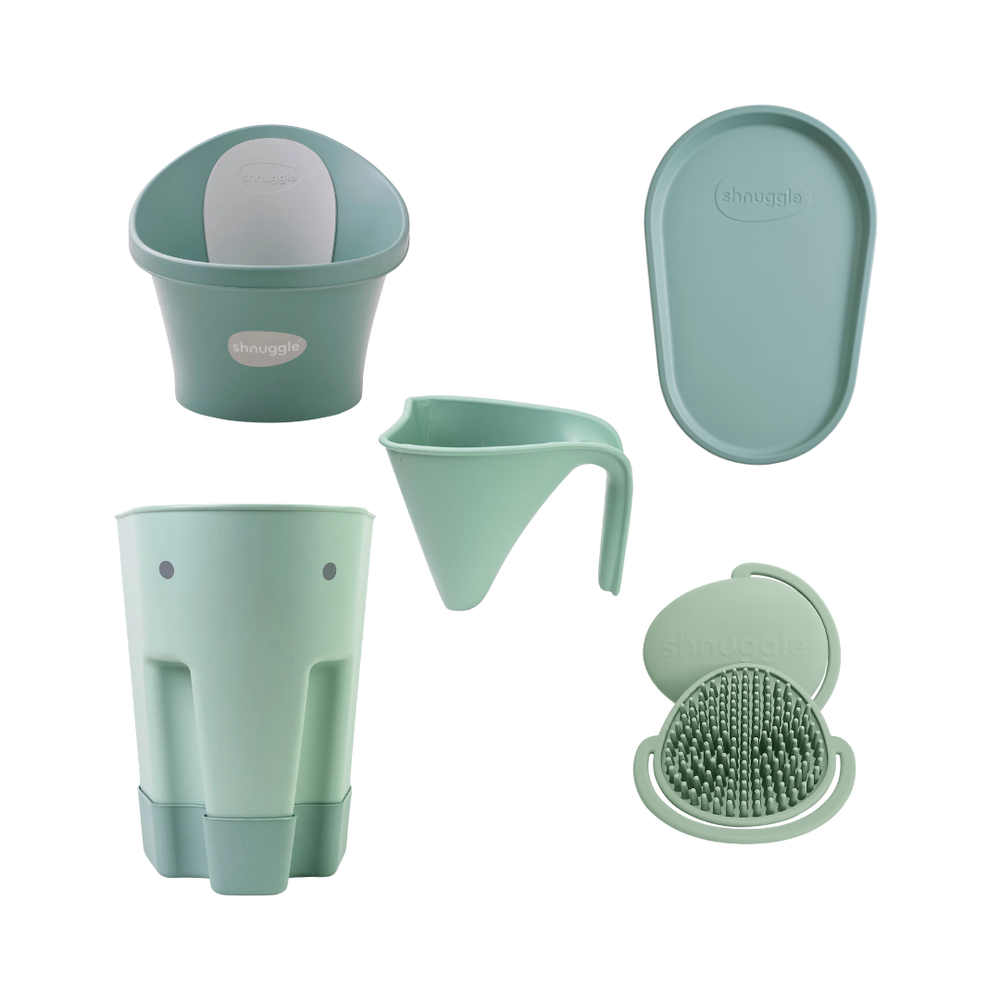 Shnuggle - Baby Bath Starter Bundle - Euclayptus - 5pc Set