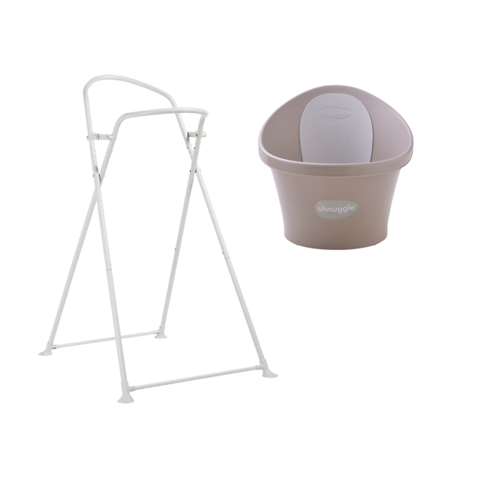 Shnuggle - Baby Bath & Stand Bundle - Taupe - 2pc Set