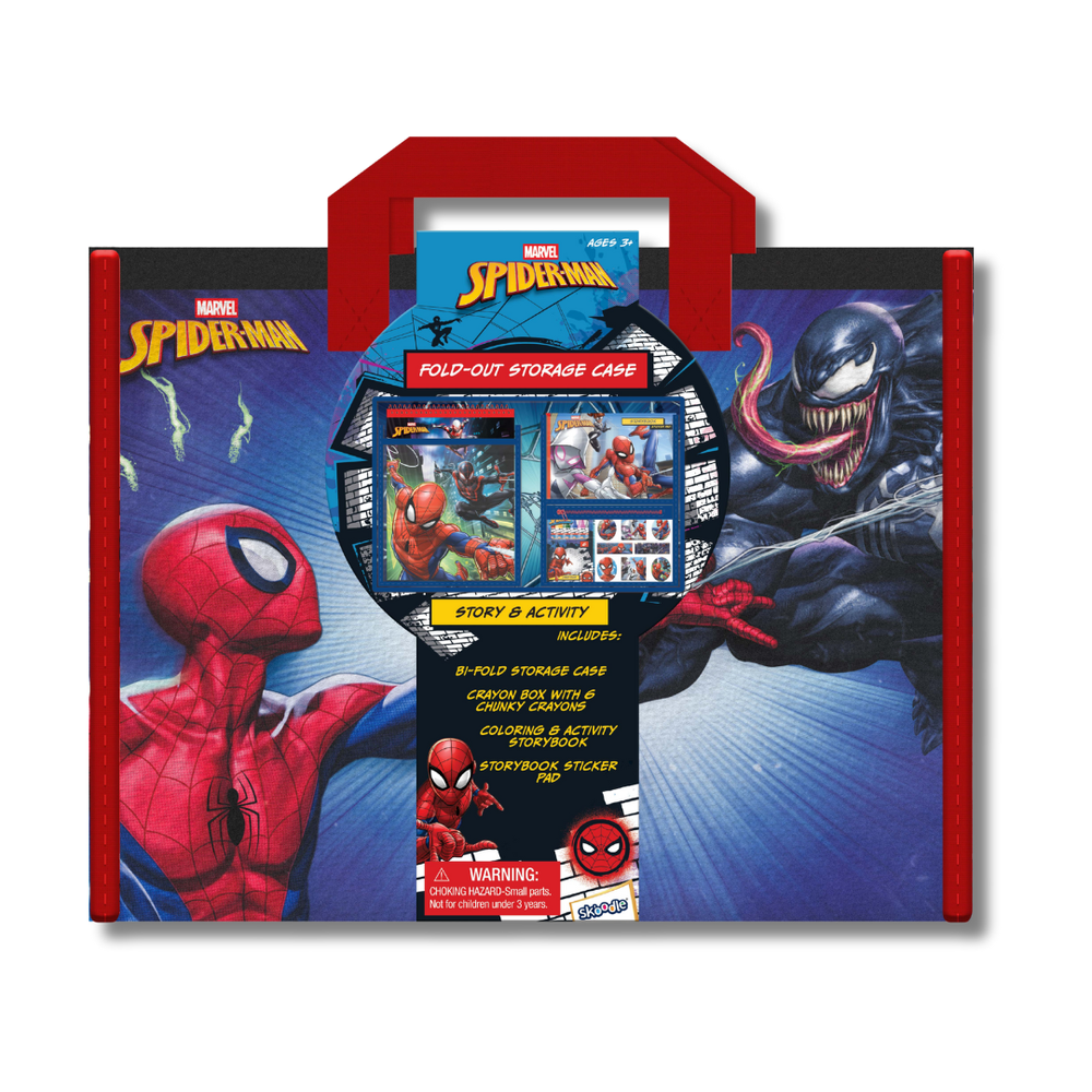 Marvel - Spiderman Fold Out Storage Case - Coloring And Activity Kit - Stickers And Play Scenes - Age 3 And Above