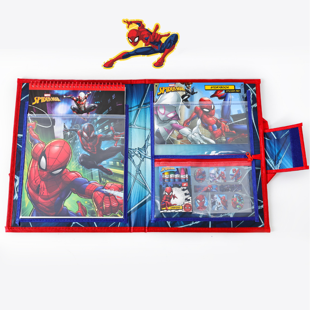 Marvel - Spiderman Fold Out Storage Case - Coloring And Activity Kit - Stickers And Play Scenes - Age 3 And Above