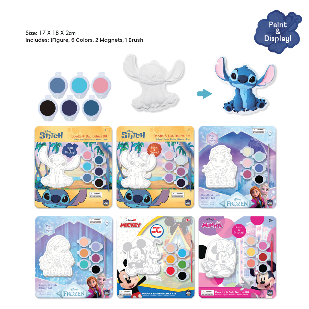 Disney - Princess Paint Your Own Elsa Figurine Kit - Doodle And Dab Deluxe Craft Set With Paint Brush And Magnets - Creative Activity For Kids 3 Years And Above