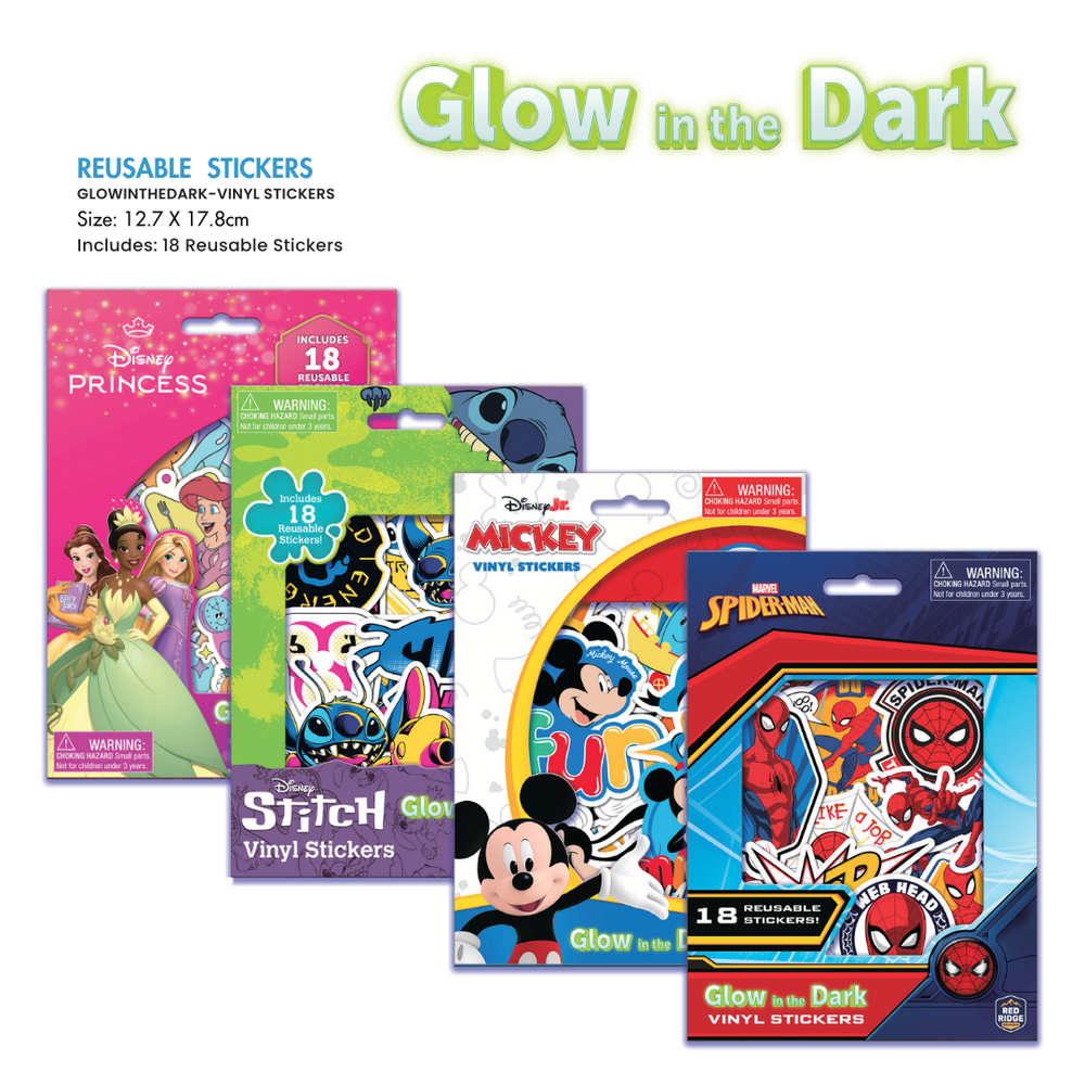 Disney - Princess Glow-in-the-Dark Vinyl Stickers - 18pcs