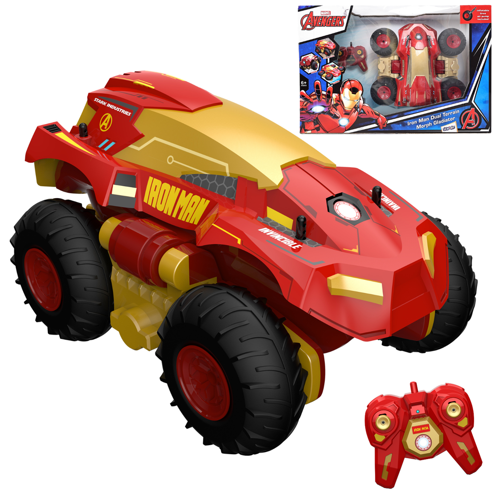Marvel - Iron Man Dual Terrain Morph Gladiator RC Toy Car - Multicolor