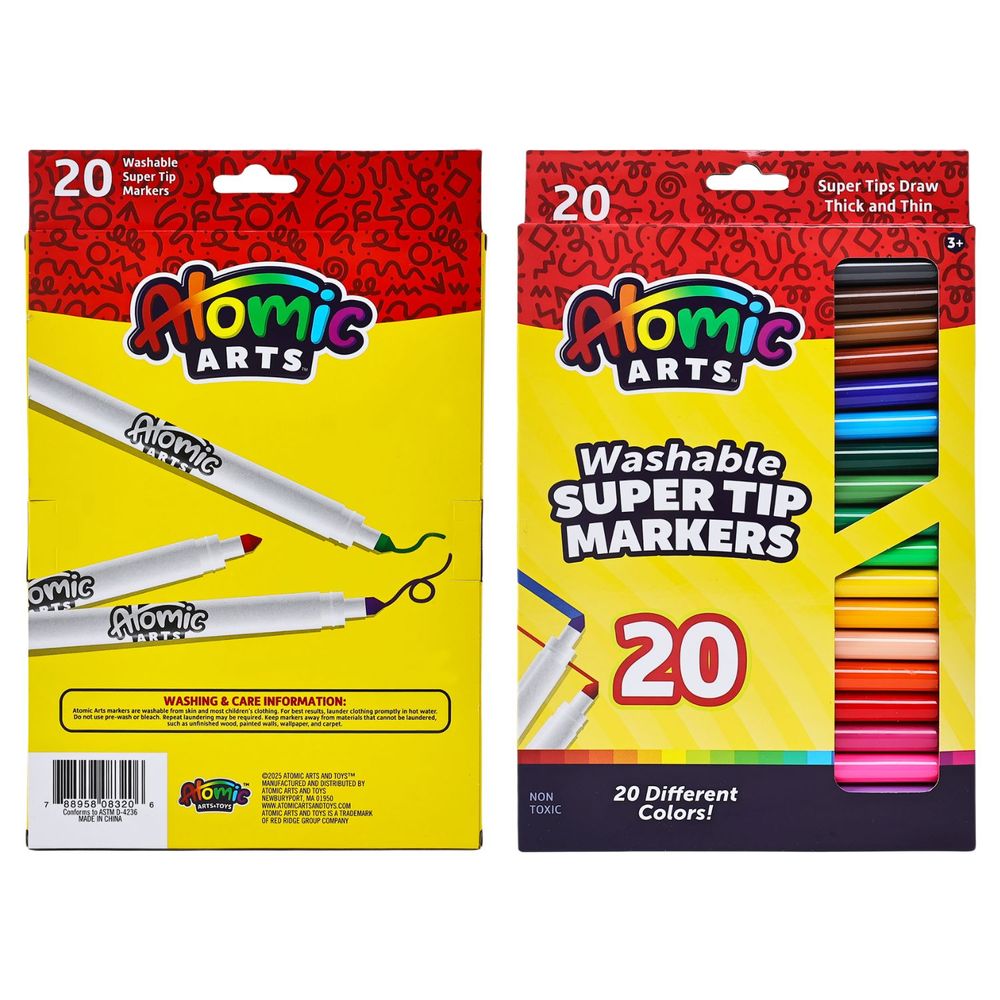 Skoodle - Atomic Arts Washable Super Tip Markers - 20 Pcs