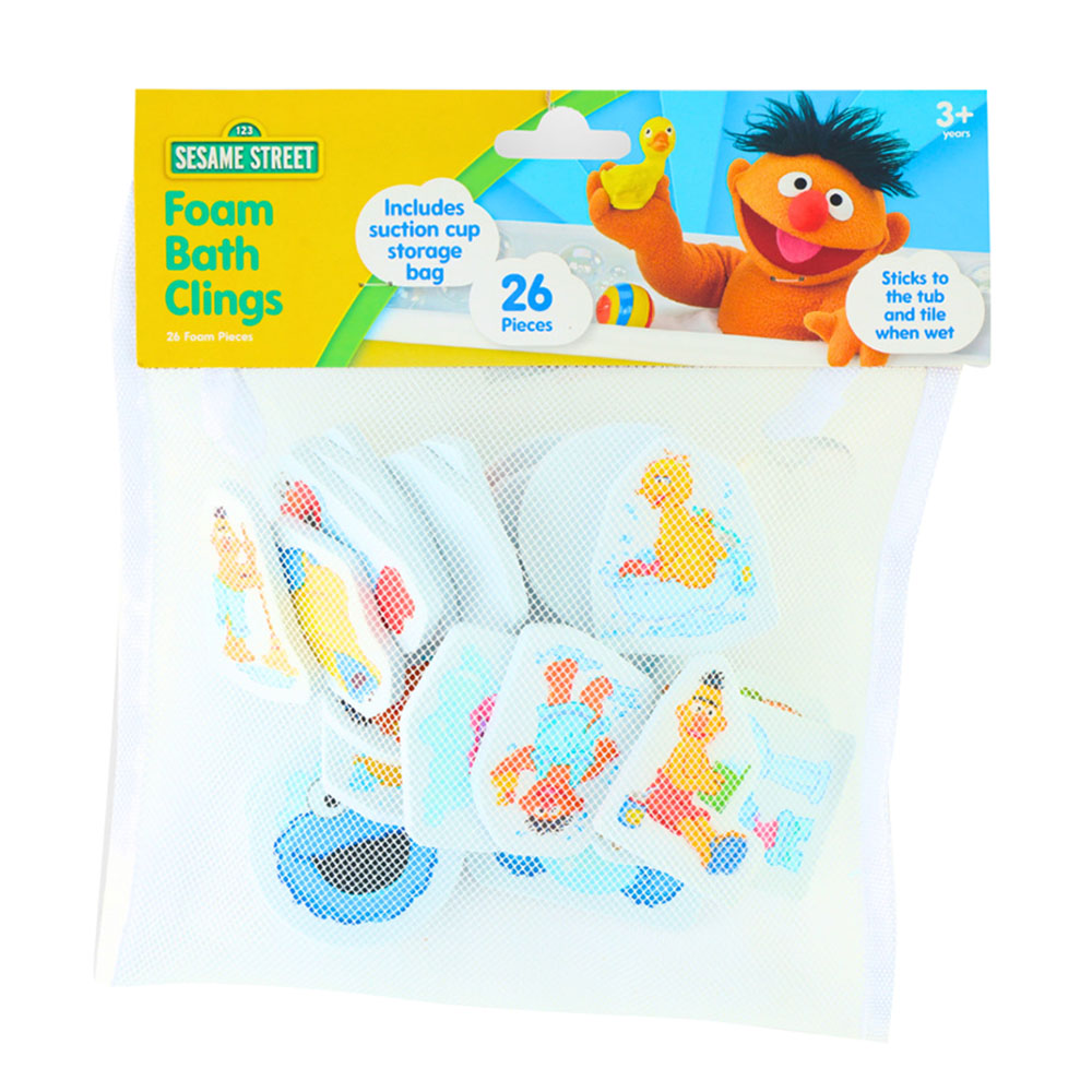 Sesame Street - Foam Bath Clings Stickers With Mesh Bag - 26 Pcs