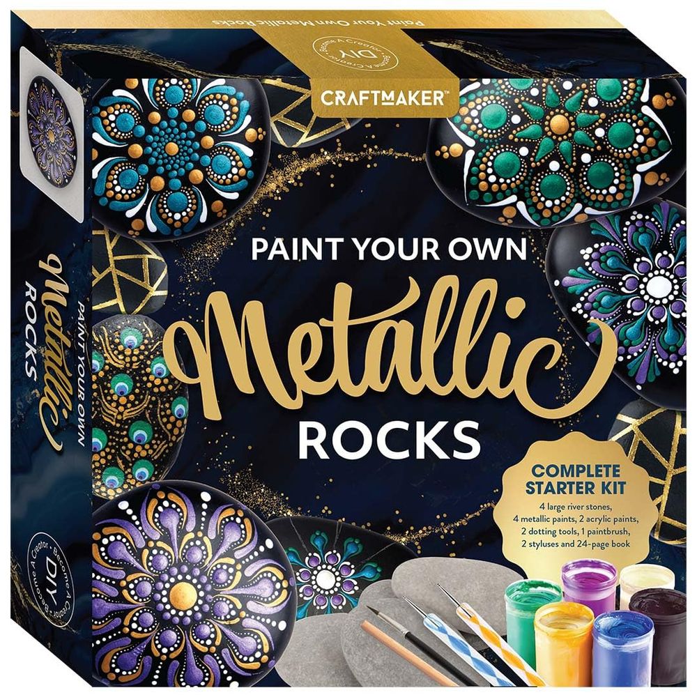 Hinkler - Craft Maker Paint Your Own Metallic Rocks Craft Kit - Multicolor