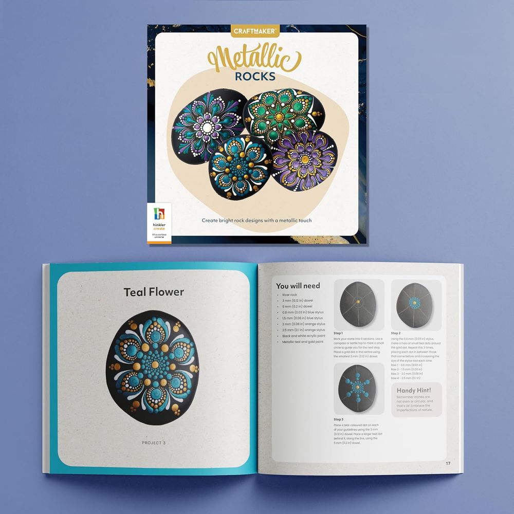 Hinkler - Craft Maker Paint Your Own Metallic Rocks Craft Kit - Multicolor