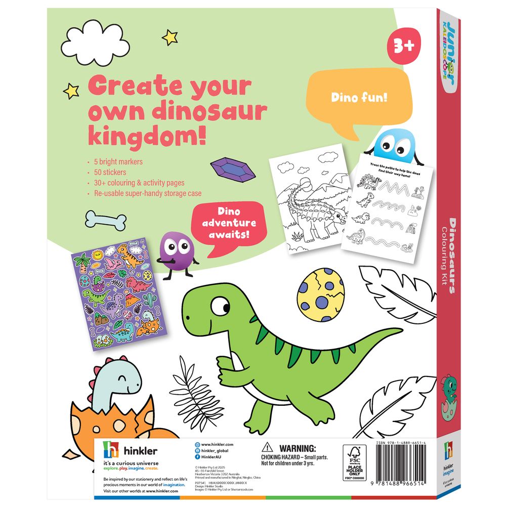 Hinkler - Junior Kaleidoscope Colouring Kit - Dinosaurs