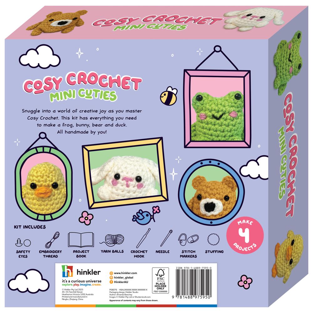 Hinkler - Cosy Crochet Your Own Mini Cuties Craft Kit - Multicolor