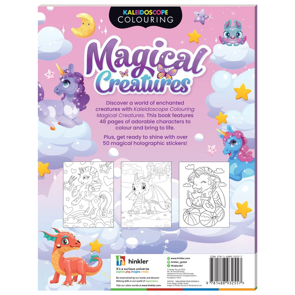 Hinkler - Kaleidoscope Colouring Pages & Stickers - Magical Creatures