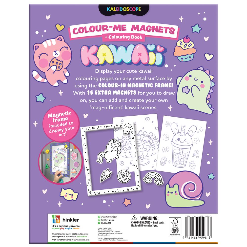 Hinkler - Kaleidoscope Colour-Me Magnets Colouring Book - Kawaii