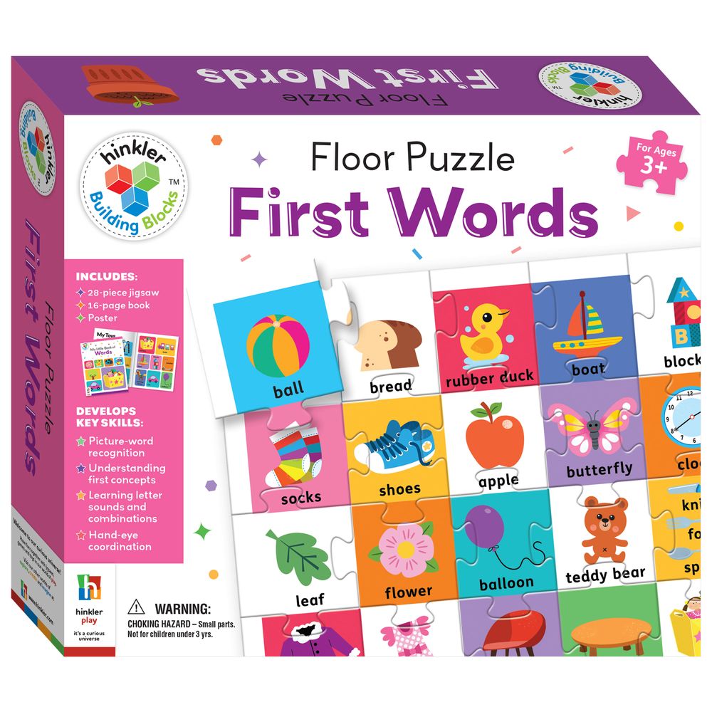 Hinkler - Floor Puzzle & Book Set - First Words - 28 Pcs